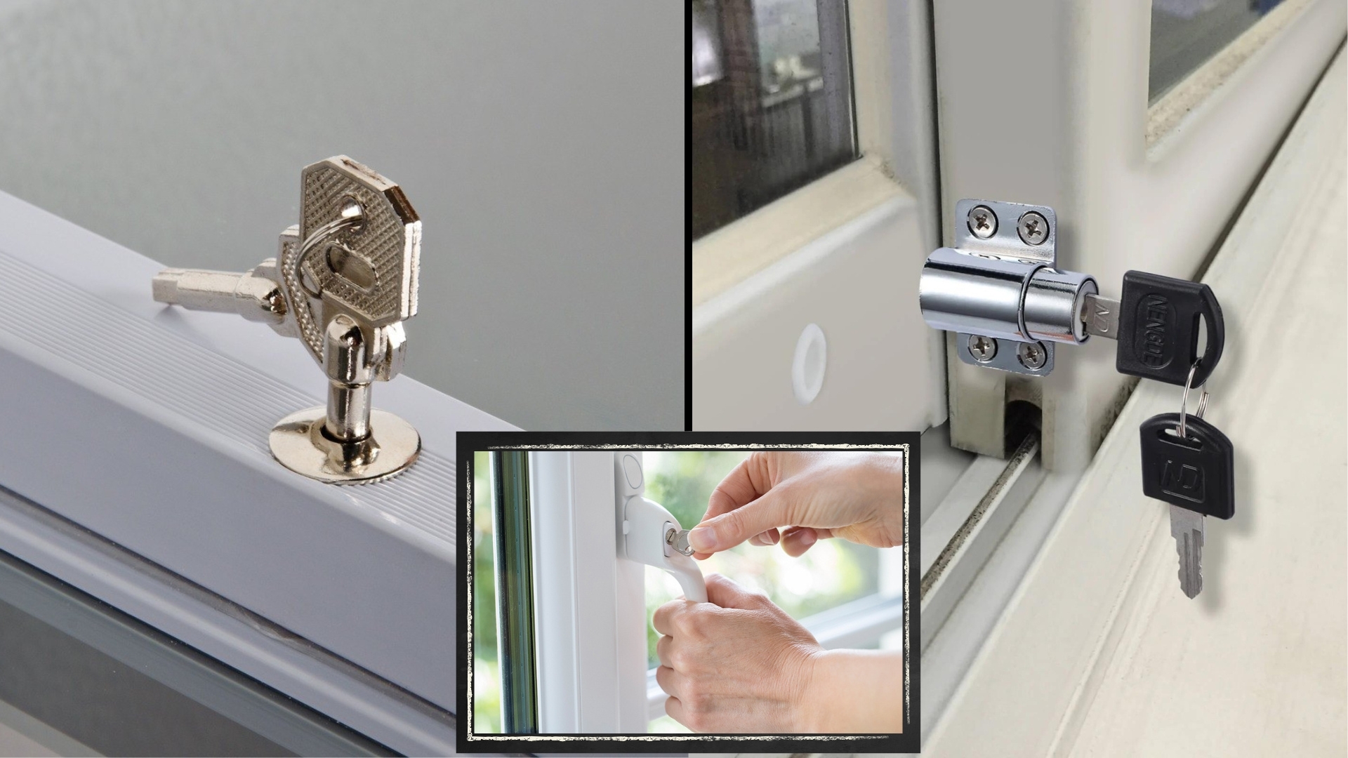 Different types of hardware for window lock installation