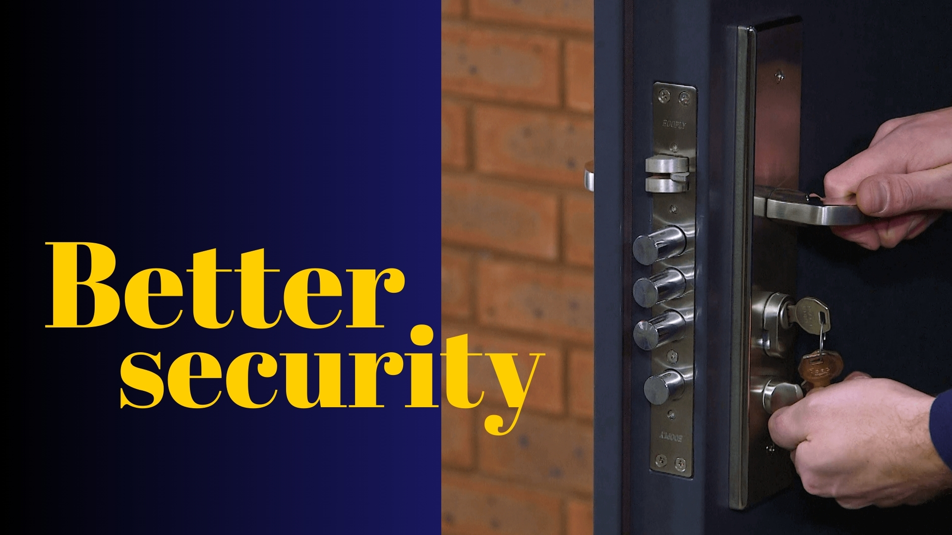 A deadbolt on a commercial door with multipoint locks offers better security.