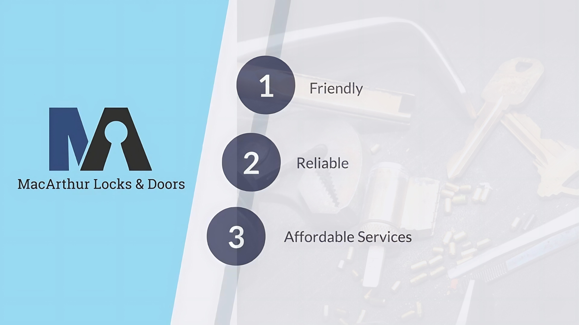 MacArthur Locks & Doors is your trusted locksmith for friendly, reliable, and affordable door and lock solutions.