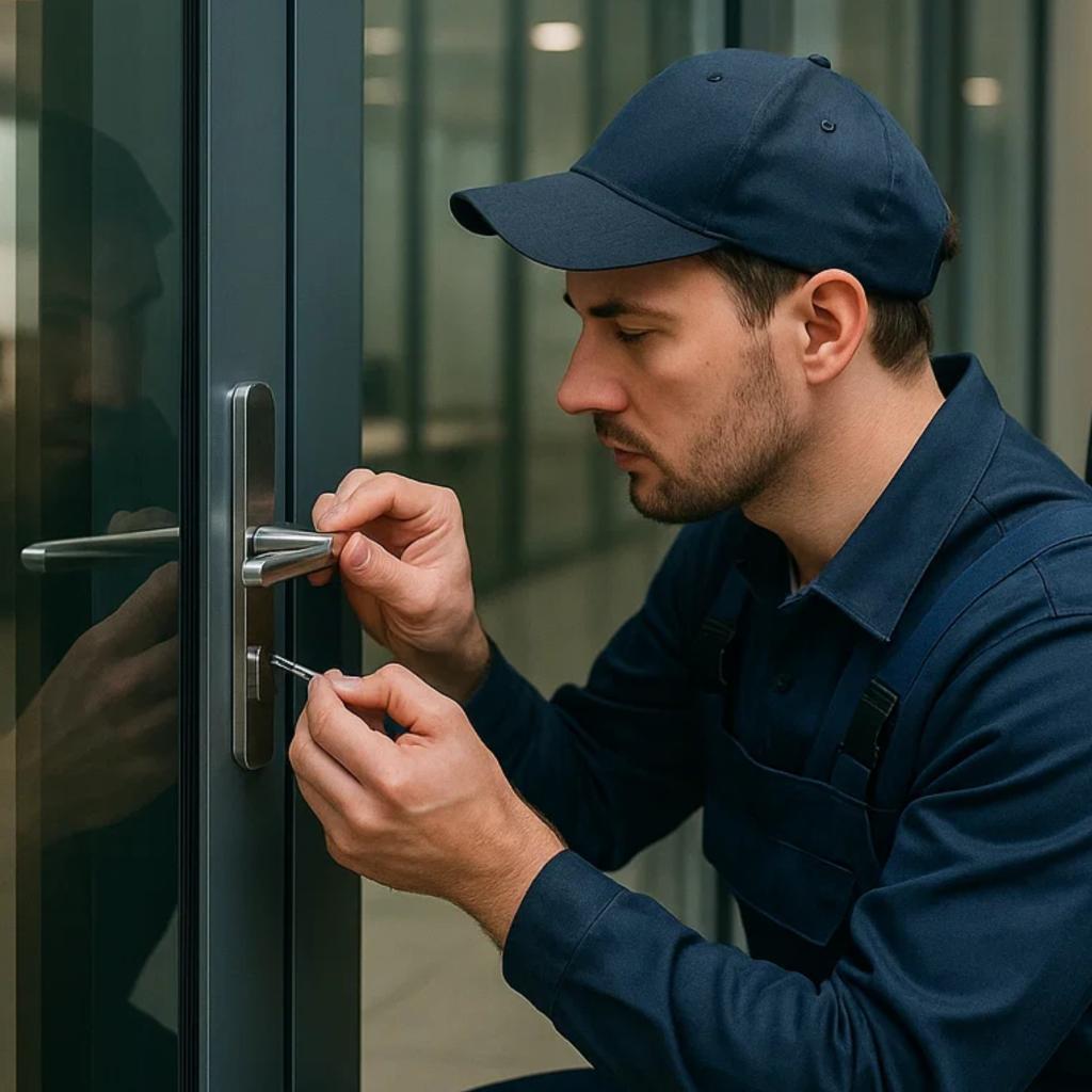 Emergency locksmith unlocking office door in Crystal City VA