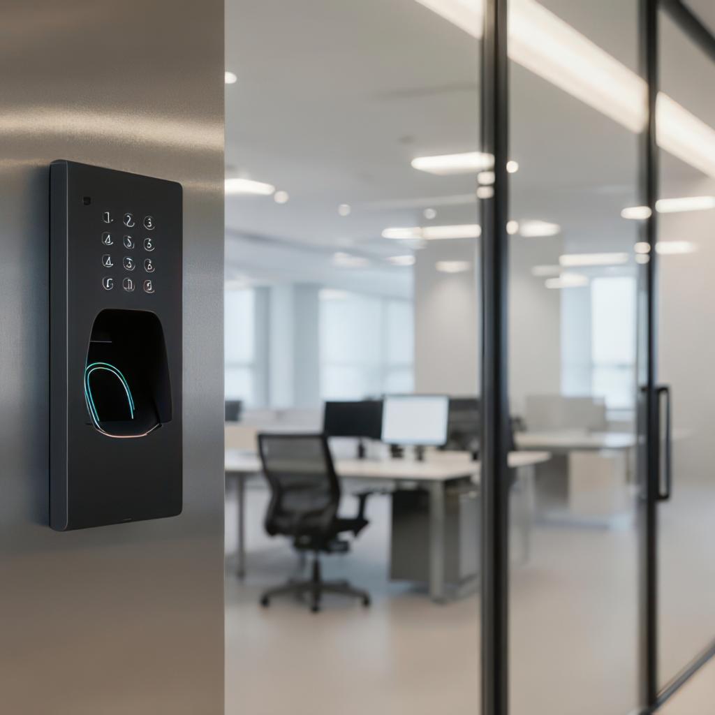 Commercial locksmith installing keyless entry in Vienna office
