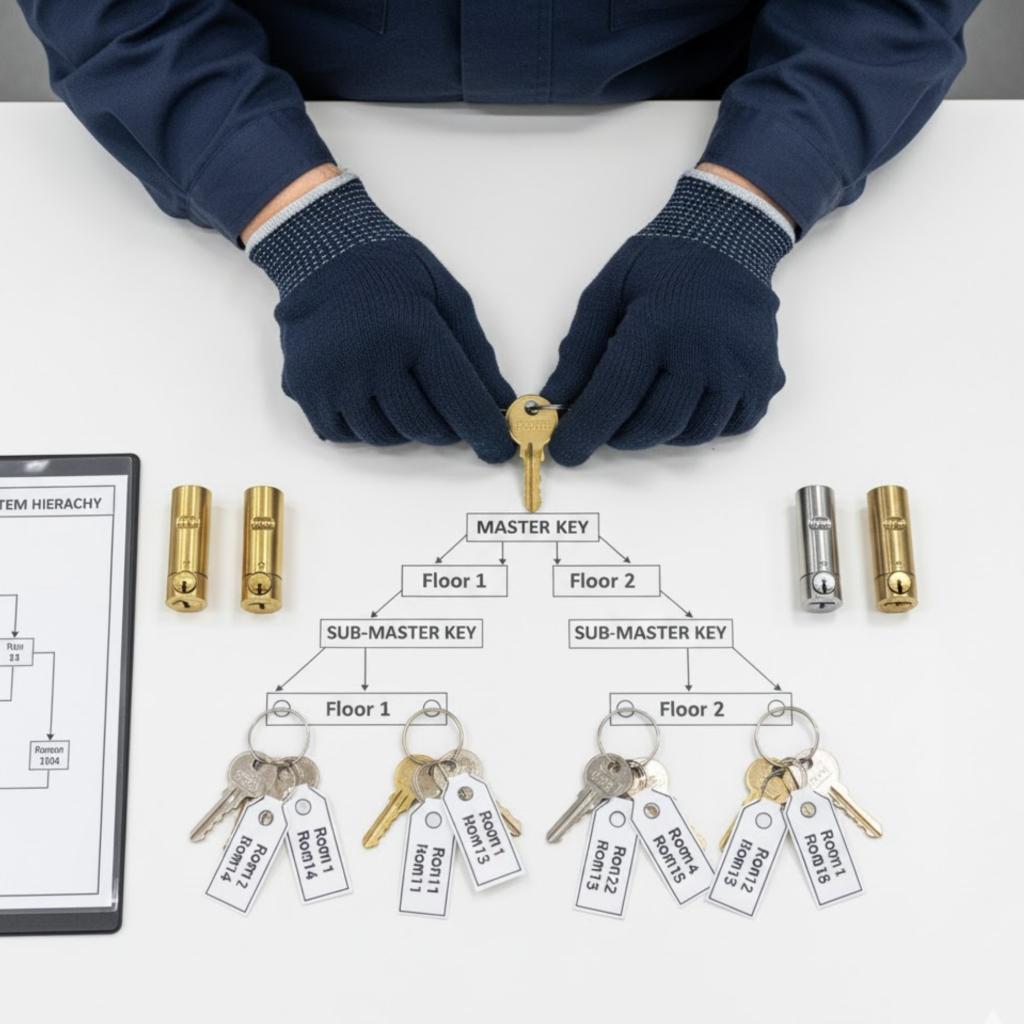 Master key system design in Washington DC illustrated with labeled key hierarchy