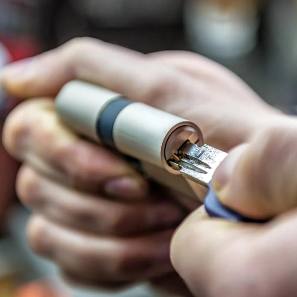 Skilled locksmith conducting mobile rekey service in DMV