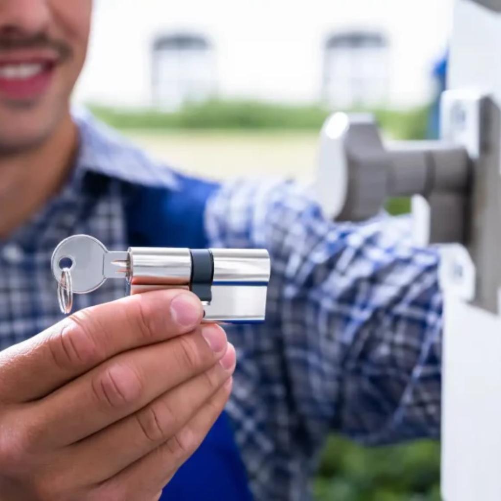 Locksmith rekeying multiple apartment doors in Arlington VA